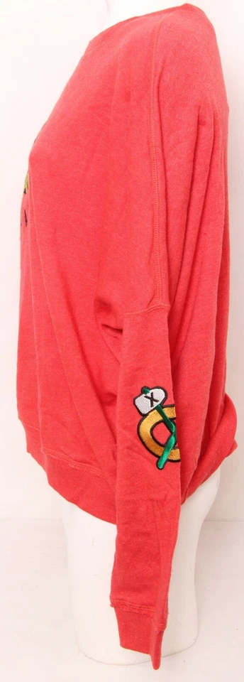 NEW Chicago Blackhawks Soft As A Grape Red LS Crew Neck Sweatshirt Women's M - Image 3 of 4