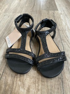 little girls black sandals