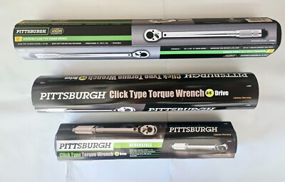 Set of 3  Pro Reversible Click Type Torque Wrench Sizes 1/4'', 3/8'', 1/2''