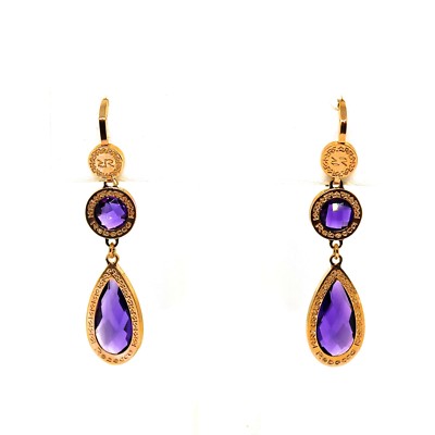 Rebecca Rose Gold Plated Earrings with Purple Multi Shape Crystals