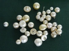 Pearl Buttons Half Dome Pearl Buttons AND SMALL ROUND  FOR BRIDAL DRESS 34 PC