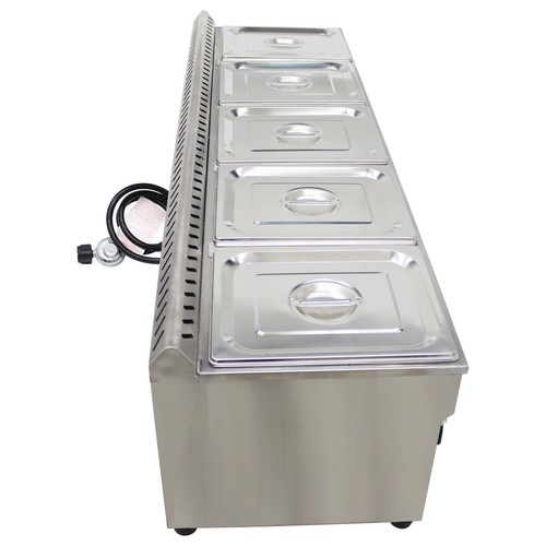 New 5-Pan Liquefied Propane Gas Steam Table Food Soup Warmer 6"deep 1/2 Size - Picture 12 of 24