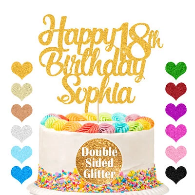 Personalised Cake Topper Happy Birthday Any Age Any Name 1st 16th 18th 21st 30th