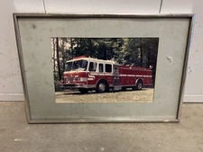 Vintage Original Sandy Mush Fire Dept  Pumper Fire Truck Framed Picture