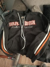 VTG 2008 Harley Davidson Zip Hoodie XL Black Orange White Stripe 99059-07VW READ