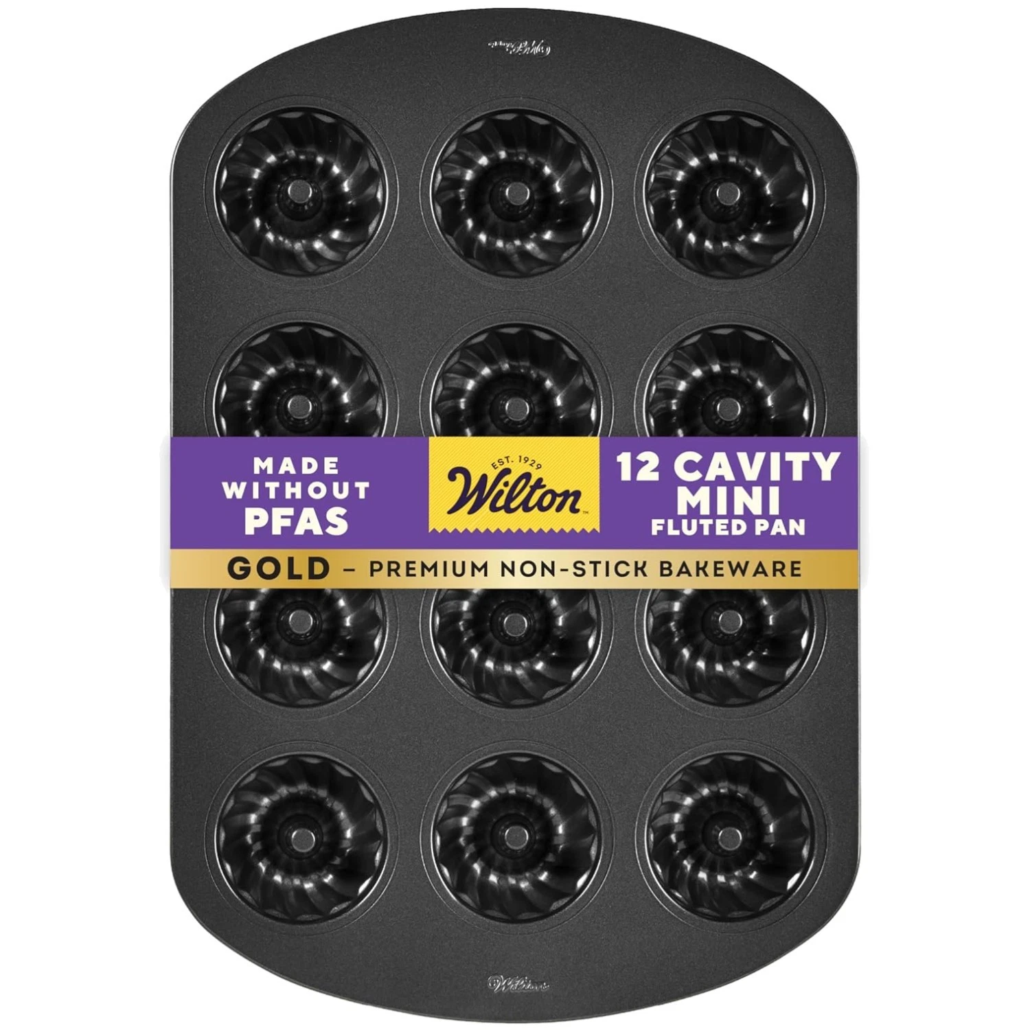 Gold Mini Fluted Pan - Professional 12-Cavity Design