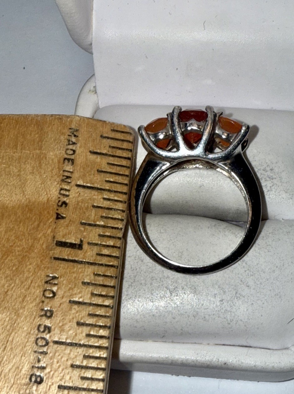 ESTATE Solid Sterling Silver Oval-Cut Natural Ora… - image 8