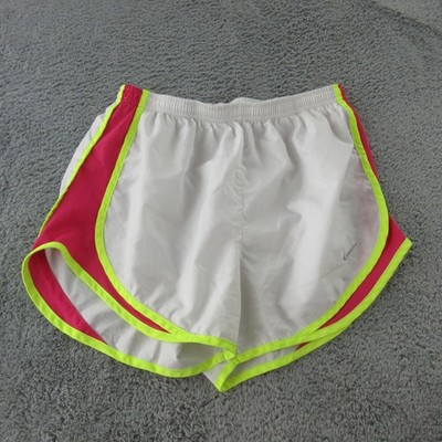 Nike Running Shorts Womens Medium White Pink Yellow Dri-FIT Tempo Track Athletic