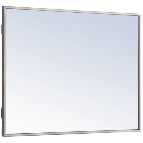 Pemberly Row 32" x 24" Rectangle Metal Frame Mirror in Silver - Picture 9 of 12
