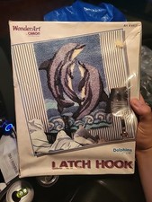 Caron Wonder Art Latch Hook Kit 4453 Dolphins 27x40 New Vintage Stock Crochet