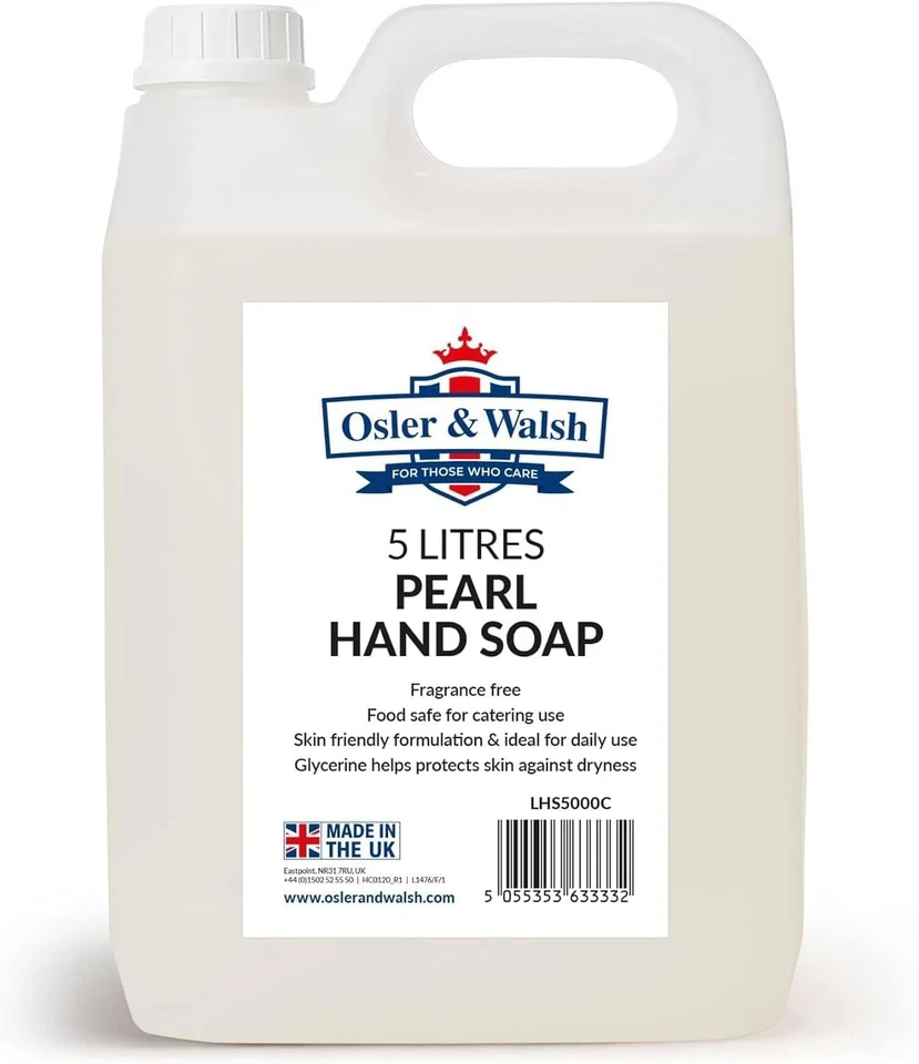 Osler & Walsh 5 Litre Pearl Hand Soap, Lightly Fragranced Hand Wash for Home, S