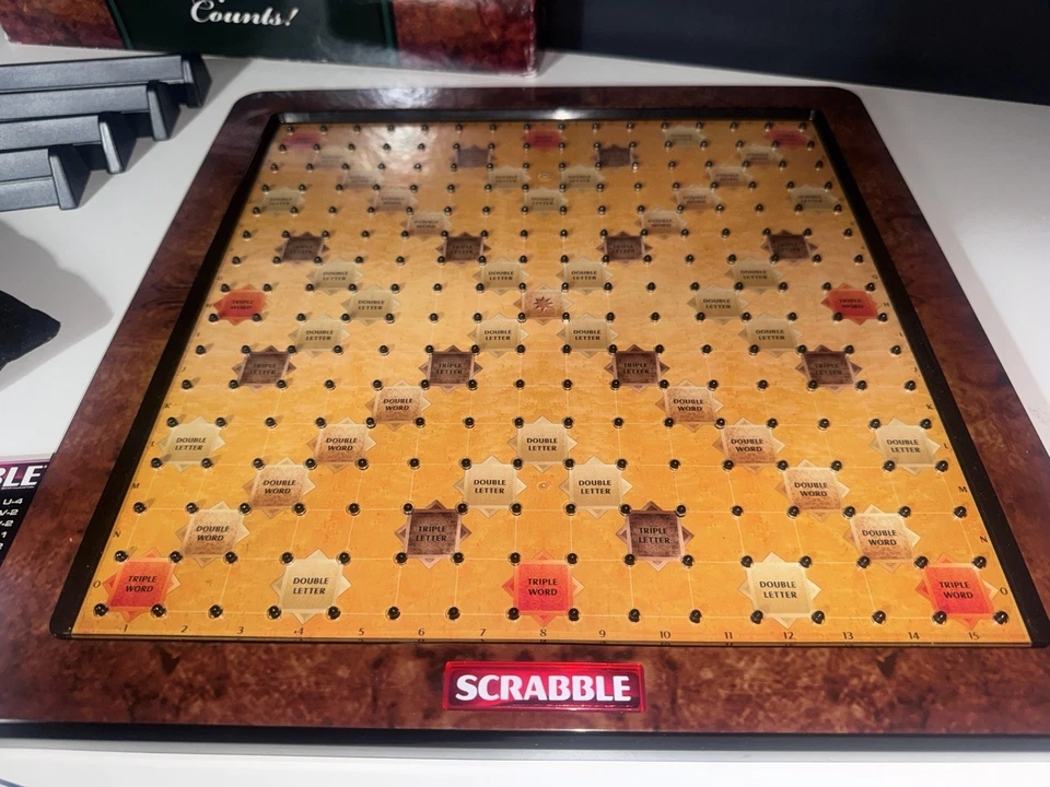 Scrabble Deluxe Board Game Word Game Low Profile Turntable Tile Lock Mattel 2009 - Image 4 of 4