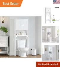 Modern Over The Toilet Storage Solution with Elegance - 3 Shelf Cabinet in White