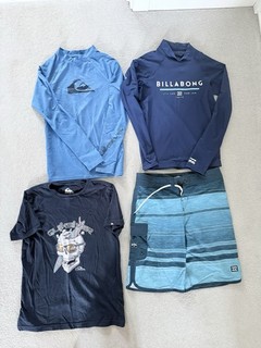Quiksilver Billabong Boys Bundle Rash Vest Boardshorts T shirt Age 10