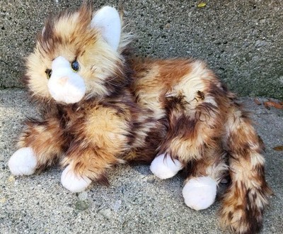 Ty Classic Kitty Cat Jumbles Calico Brown Tabby White Paws Long Hair 13  Plush
