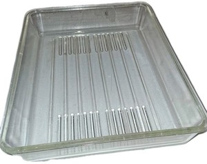 Rare Vintage Glass “Meats” Refrigerator Drawer Tray 1930’s 13.5x11x3"