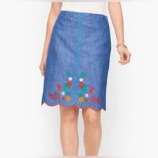Talbots embroidered A line skirt size 10P