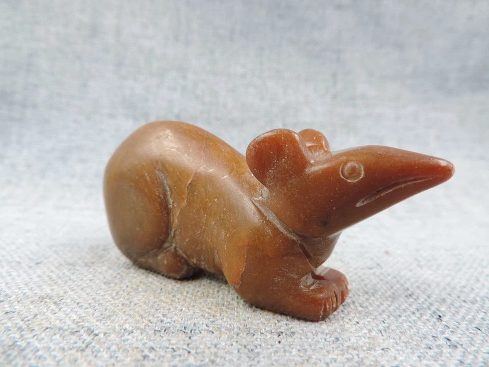 Pingente de jade hetian chinês antigo esculpido à mão estátua de rato - Imagem 3 de 4