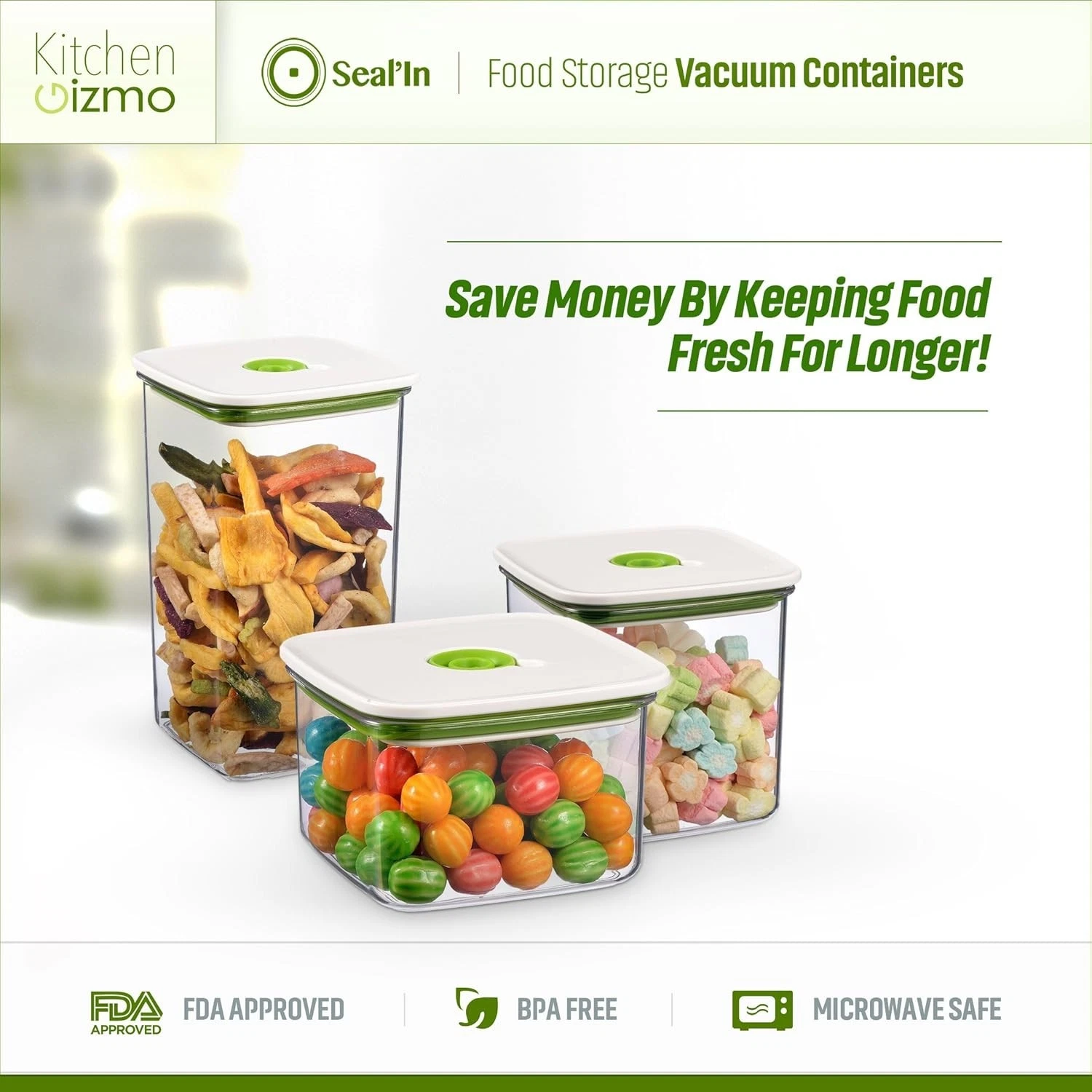 Seal In Food Storage Vacuum Containers - Set of 3 - Vacuum Sealed, Microwavable
Opens in a new windo