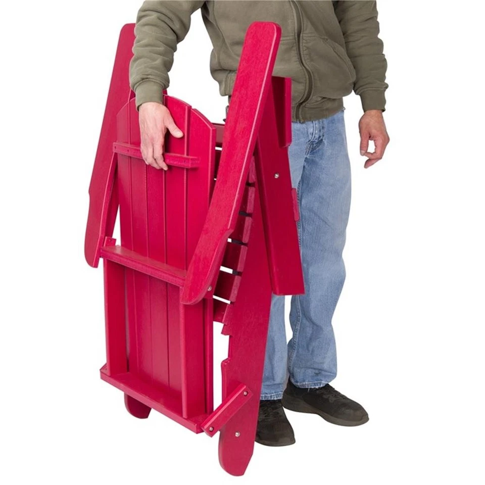 Silla plegable Adirondack Shine Company para todo tipo de clima de resina para patio porche en rojo Foto 3 de 4