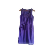 Marks and Spencer Per Una Purple Beaded Embellished Evening Dress Size 12