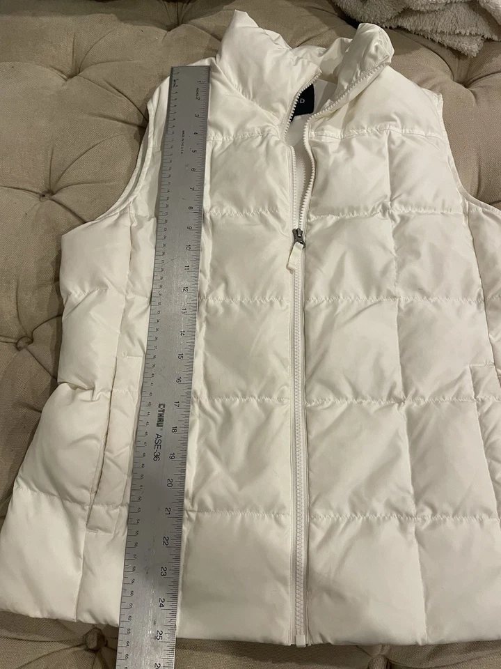 Lands' End Puffer Vest Womens Medium 10-12 White Down Feather - Image 2 of 4
