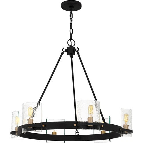 Quoizel Gloucester 6Lt Chandelier, Black/Clear Hammered - GLC5028MBK - Picture 1 of 1