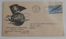 Chicago Illinois AMF to London England November 19 1945 first flight airmail