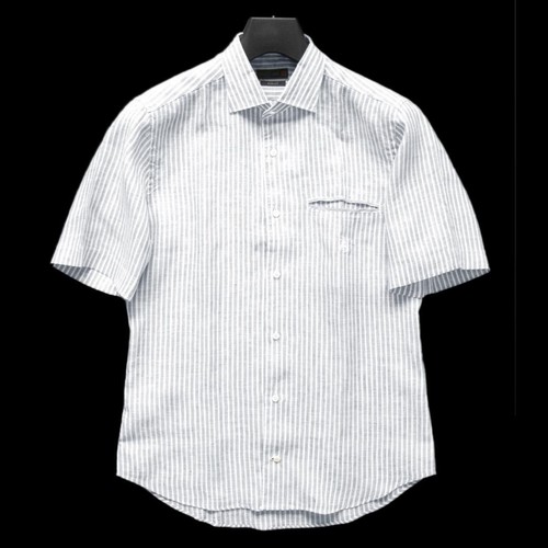 Corneliani, CORNELIANI Italian Linen Shirt Slim Fit Size M Black & White
