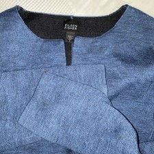 Eileen Fisher Italian Merino Wool Cardigan Sz S Blue Oversized Designer Sweater