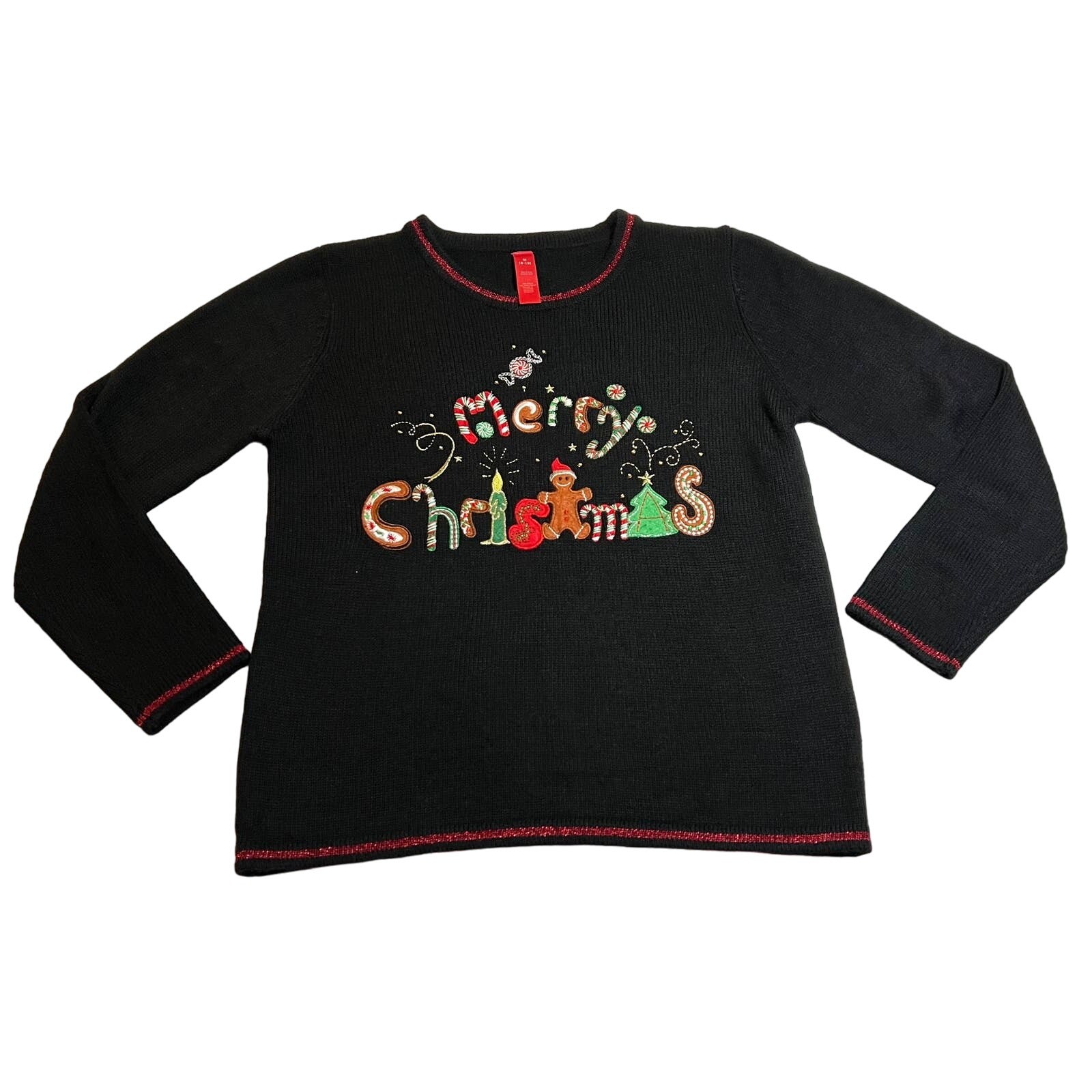 Women's Merry Christmas Crewneck Pullover Knit Sweater Size Medium Holidays