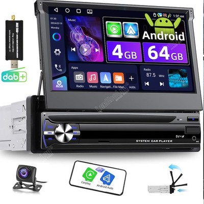 DAB+ 4+64G Android 15 1 DIN 7'' Autoradio Carplay GPS WIFI Bluetooth RDS + Kamera