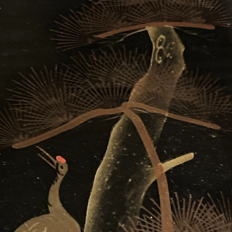 vintage Japanese lacquered bento box with gold Birds, 4 Tier 8x8x8 - Image 3 of 4