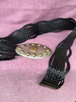 New Chicos Leather Belt Moroccan Black Braided Hammered  display picture 2