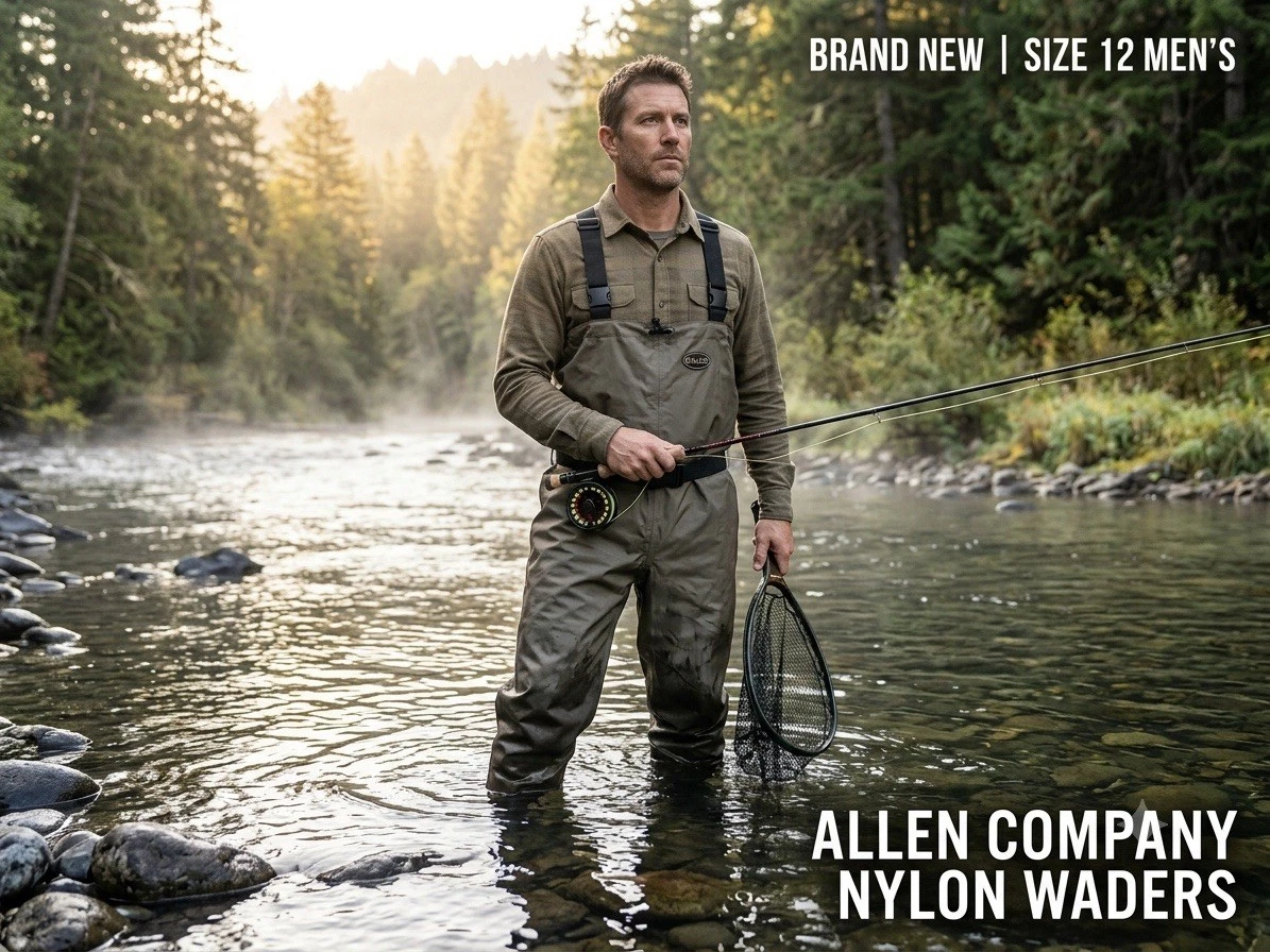 Allen Company Nylon Bootfoot Chest Waders Men's Size 12 Waterproof Fishing NEW!