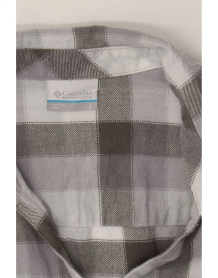Camisa de franela COLUMBIA para mujer Reino Unido 16 grande gris a cuadros algodón CD19 Foto 3 de 3