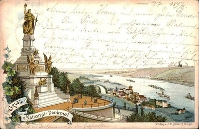 Germany Litho GRUSSv. National-Denkmal. AK Ansichtskarte Postcard