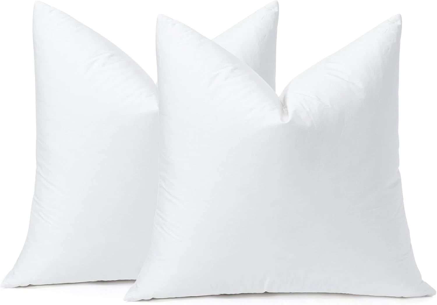 Pack of 2 down and Feather Throw Pillow Inserts 16 X 16 Soft Fluffy Square White
