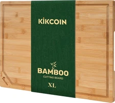 Bamboo Cutting Boards for Kitchen, Extra Large Wood Cutting Board with Deep Juic
