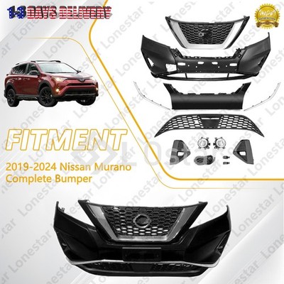 For 2019-2024 Nissan Murano S/SL/SV Front Bumper Cover Grille Kit W/ Fog Lights