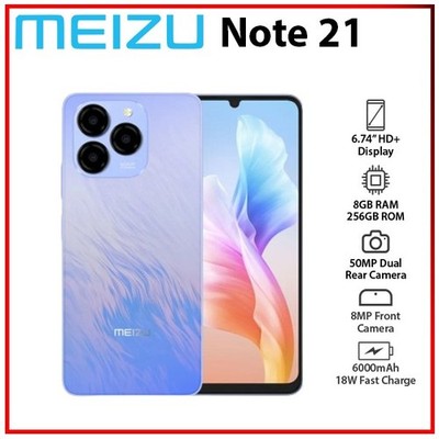 (New) MEIZU Note 21 8GB+256GB BLUE Dual SIM Unlocked Android Mobile Phone
