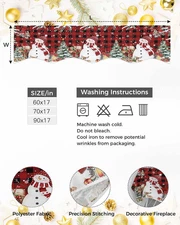 Christmas Snowman Mantel Scarf for Fireplace 70 x 17 inches Red Snowman Berri...