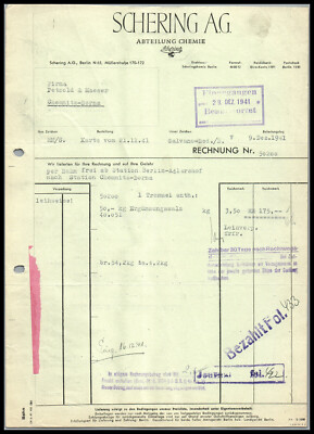 alte Rechnung ''Schering A.G., Berlin'' 09.12.1941, R01R 12