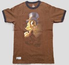 Wd-101 Vtg. 1990 Disney Jiminy Cricket Ringer T-Shirt Brown Small Mickey Mouse