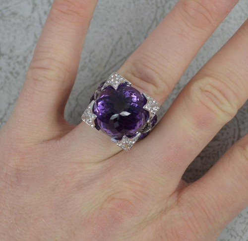 Rodney Rayner Dragon 18ct White Gold Amethyst and Diamond Cocktail Ring