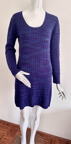 Mini Vestido MISSONI Tejido Crochet Lana Virgen Viscosa Púrpura Zig-Zag Talla IT 46 L - Imagen 3 de 21