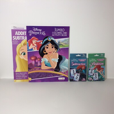 First Grade Math Addition Subtraction Disney Princess Flash Cards And Workbooks