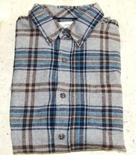 WEATHERPROOF VINTAGE MENS LONG SLEEVE FLANNEL SHIRT PLAID GRAY Sz L - EUC