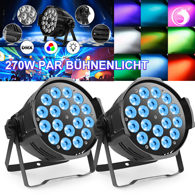 2x 270W 18 LED RGBW Scheinwerfer Wash PAR DMX Lichteffekt DJ Party Bühnenlicht
