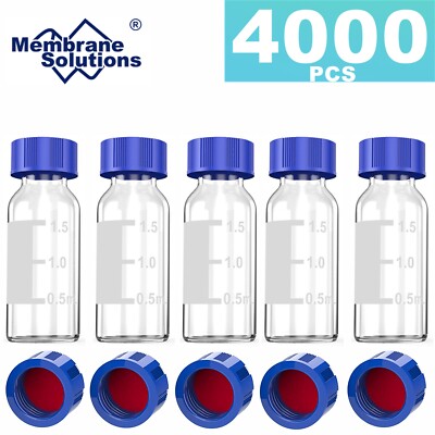 MS@ 2ML Clear Sample Glass Vials Bottles Containers 9-425 Thread Caps Graduation